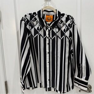 Black and White Striped Women's Blouse